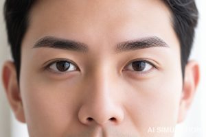 AIシミュレーターの作例。眉を整えたAI生成イメージ（男性）