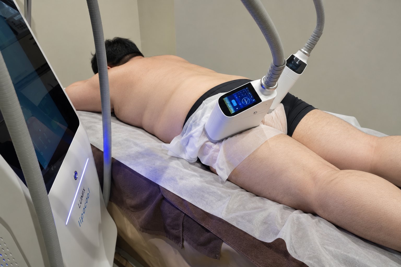 脂肪冷却マシン LUMIX lipocool で腰まわりを施術している様子(小牧市 Beauty Salon Lily)