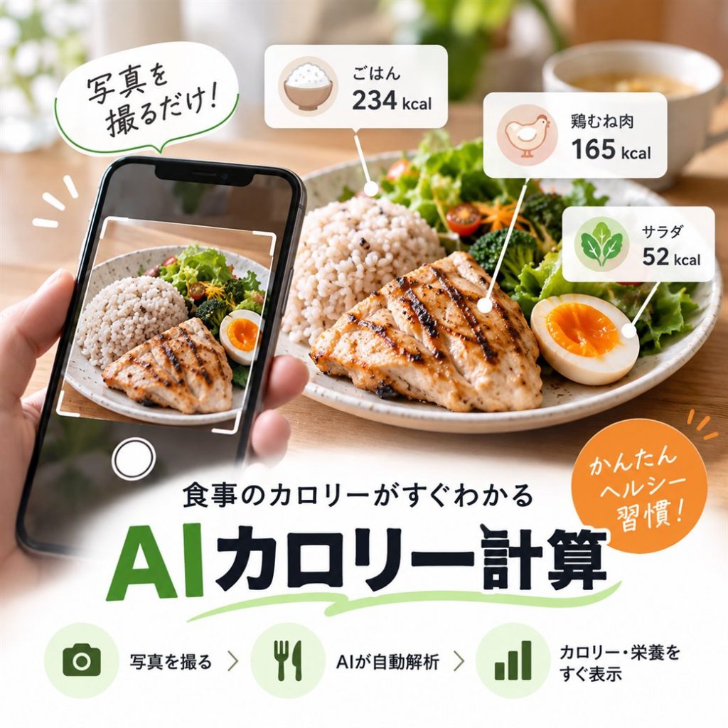 AIカロリー計算。写真を撮るだけで食事のカロリーがすぐわかる